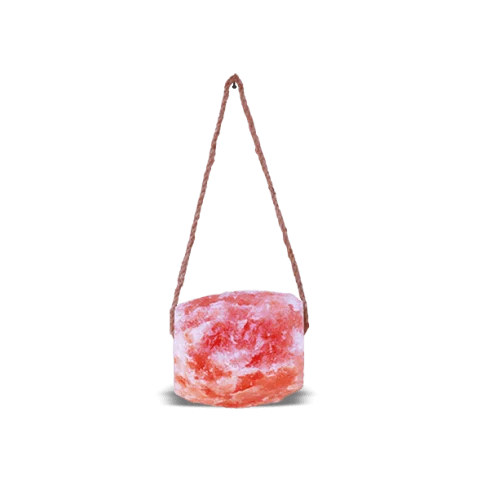 Himalayan salt lick for animals with rope handle